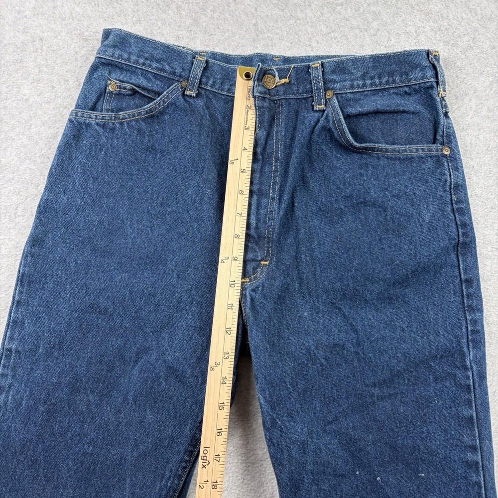 Vtg Lee Jeans Men 34x36 Blue Bootcut USA Union Made 70s 80s Talon Zip Dark Wash - Picture 12 of 14
